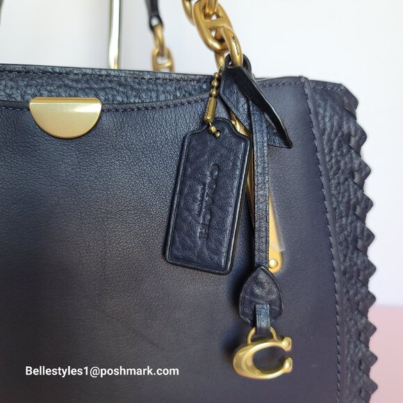 COACH Dreamer 27 Whipstitch Colorblocked Mixed Leather & Suede Satchel-Ink Mult⭐ - Picture 9 of 16